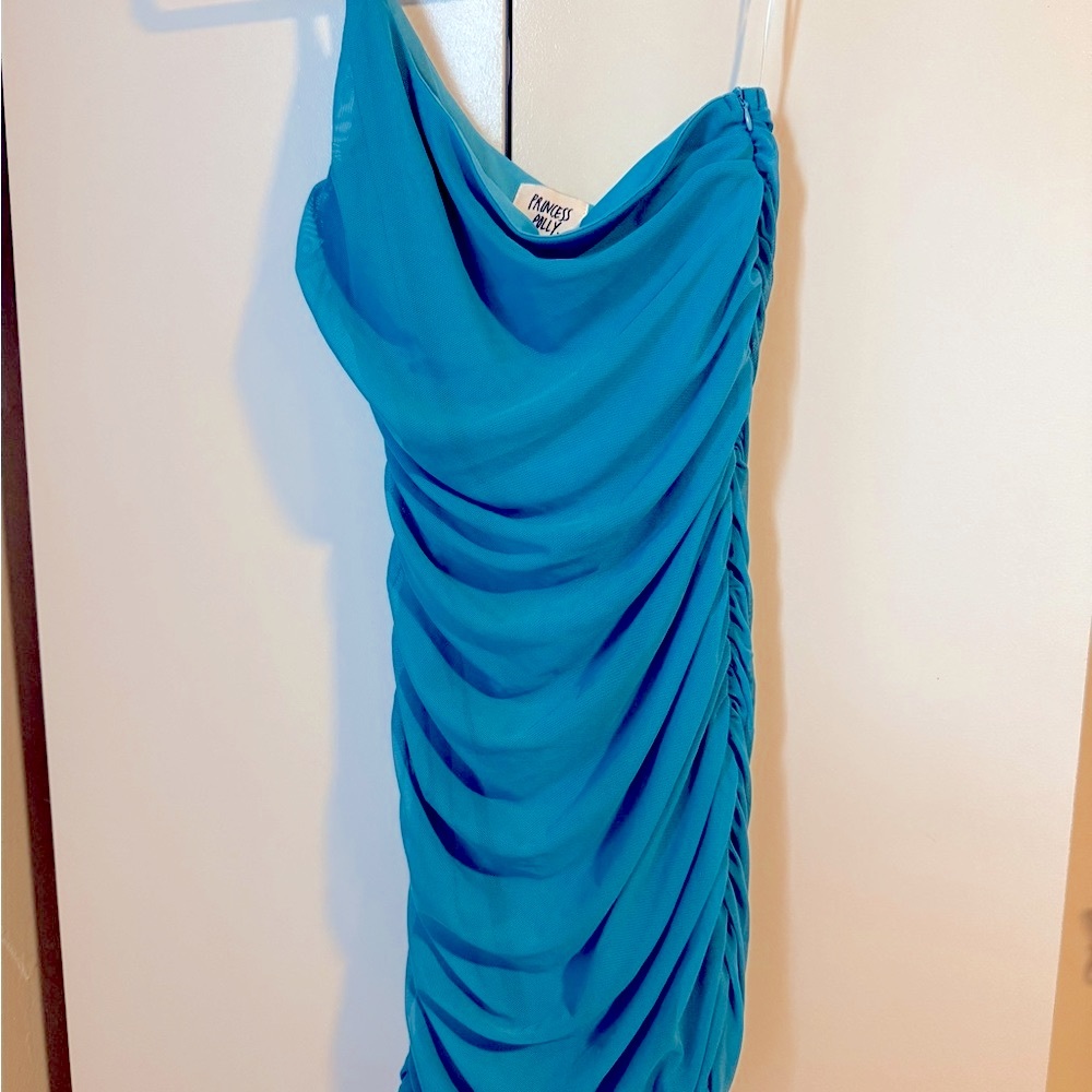 Princess Polly Azure Blue One Shoulder Mini Dress | Size 8